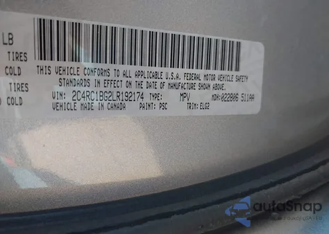 2020 Chrysler Pacifica Touring L из США, поврежденный, VIN 2C4RC1BG2LR192174